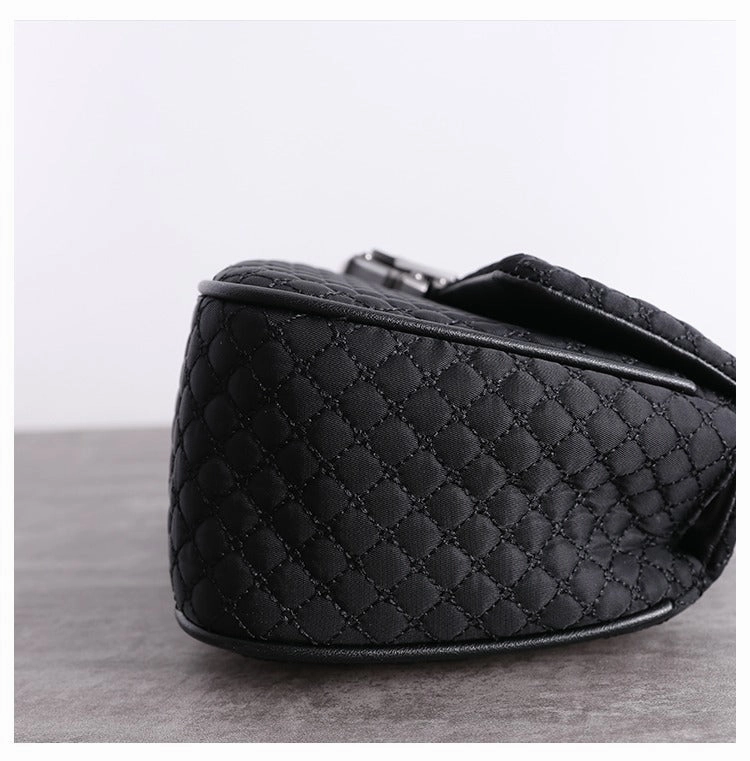Womens Nylon Mini Shoulder Purse Womens Black Diamond Nylon Chain Shoulder Purse Nylon Chain Purse for Ladies