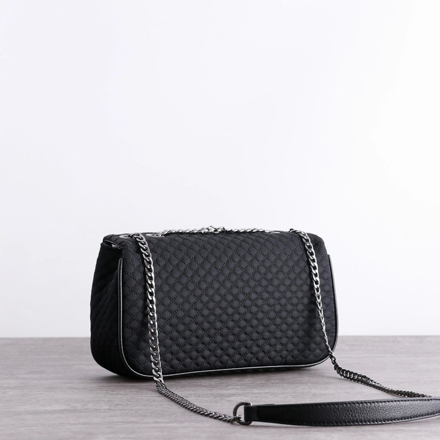 Womens Nylon Mini Shoulder Purse Womens Black Diamond Nylon Chain Shoulder Purse Nylon Chain Purse for Ladies