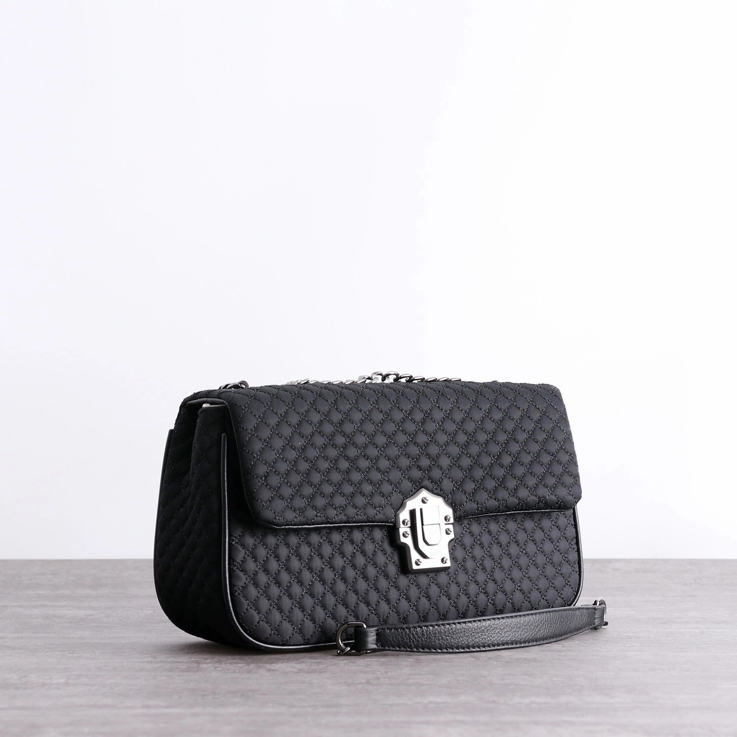 Womens Nylon Mini Shoulder Purse Womens Black Diamond Nylon Chain Shoulder Purse Nylon Chain Purse for Ladies