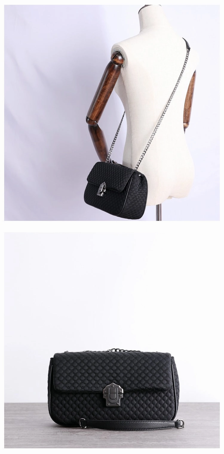Womens Nylon Mini Shoulder Purse Womens Black Diamond Nylon Chain Shoulder Purse Nylon Chain Purse for Ladies