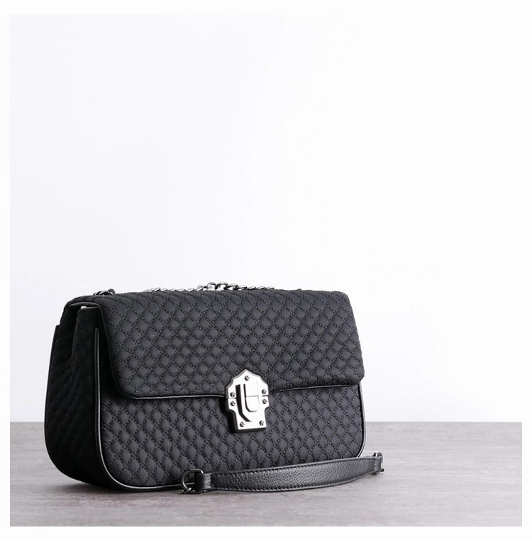Womens Nylon Mini Shoulder Purse Womens Black Diamond Nylon Chain Shoulder Purse Nylon Chain Purse for Ladies