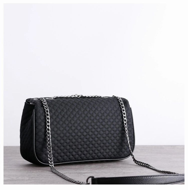 Womens Nylon Mini Shoulder Purse Womens Black Diamond Nylon Chain Shoulder Purse Nylon Chain Purse for Ladies