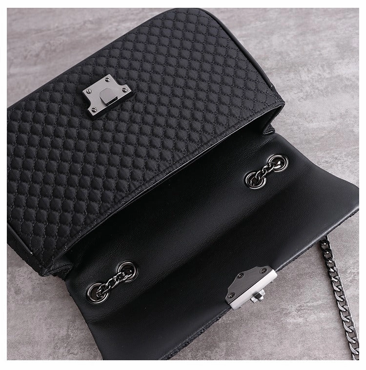 Womens Nylon Mini Shoulder Purse Womens Black Diamond Nylon Chain Shoulder Purse Nylon Chain Purse for Ladies