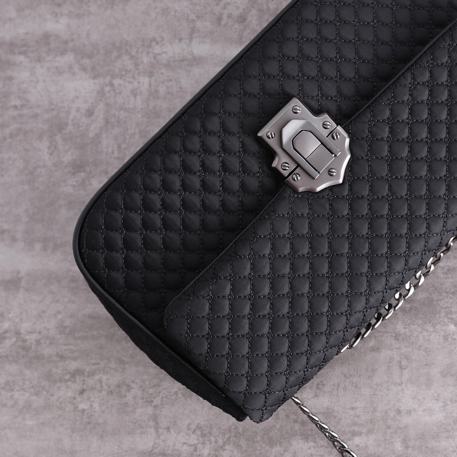 Womens Nylon Mini Shoulder Purse Womens Black Diamond Nylon Chain Shoulder Purse Nylon Chain Purse for Ladies