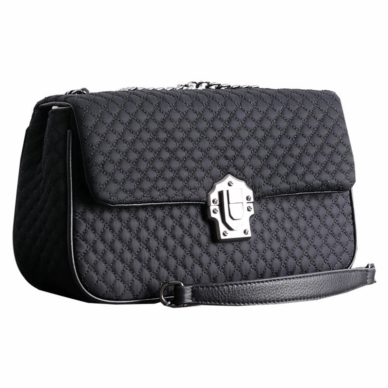 Womens Nylon Mini Shoulder Purse Womens Black Diamond Nylon Chain Shoulder Purse Nylon Chain Purse for Ladies