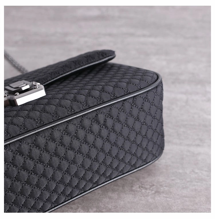 Womens Nylon Mini Shoulder Purse Womens Black Diamond Nylon Chain Shoulder Purse Nylon Chain Purse for Ladies