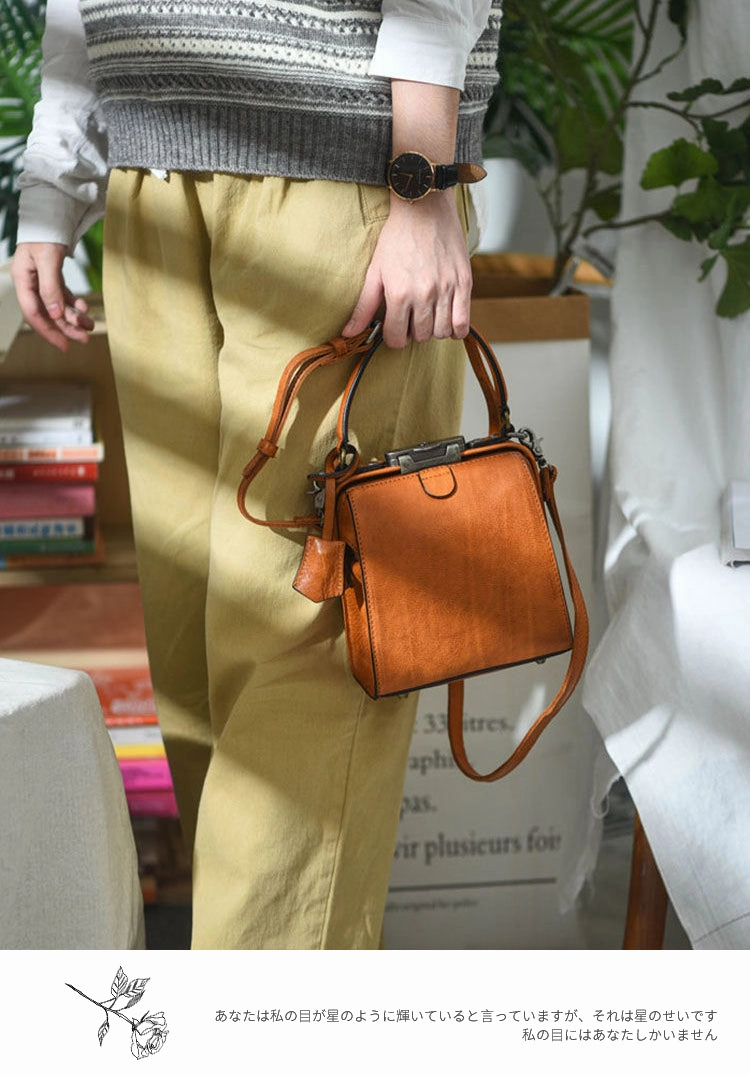 Womens Red Leather Doctor Handbag Purses Square Doctor Crossbody Purse for Women