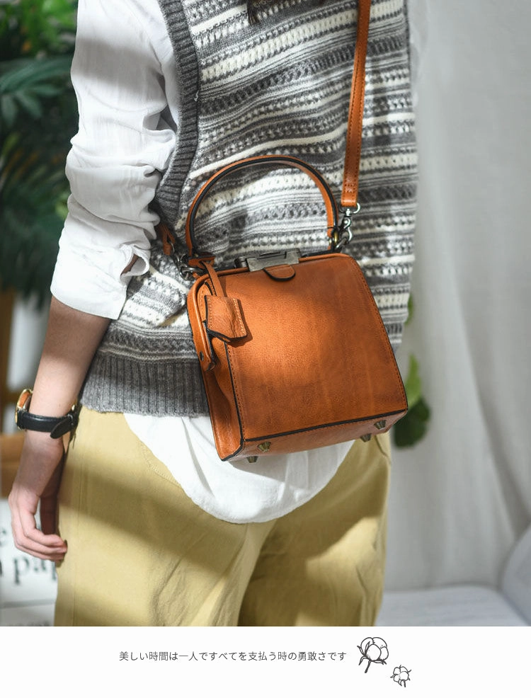 Womens Red Leather Doctor Handbag Purses Square Doctor Crossbody Purse for Women