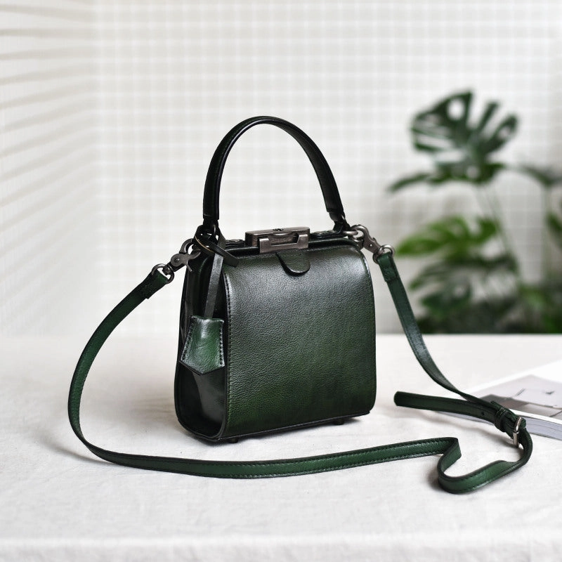 Womens Red Leather Doctor Handbag Purses Square Doctor Crossbody Purse for Women
