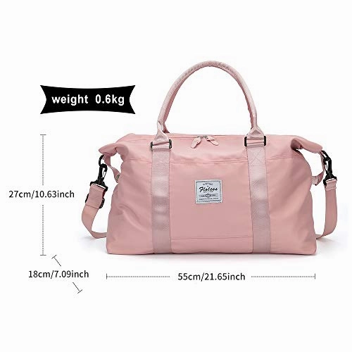 Womens travel bags, weekender carry on for women, sports Gym Bag, workout duffel bag, overnight shoulder Bag fit 15.6 inch Laptop Pink Large