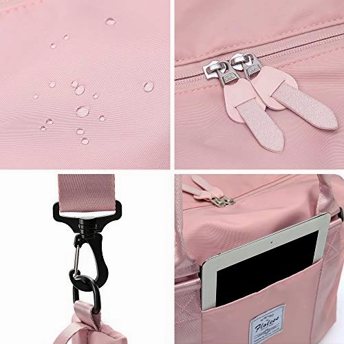 Womens travel bags, weekender carry on for women, sports Gym Bag, workout duffel bag, overnight shoulder Bag fit 15.6 inch Laptop Pink Large