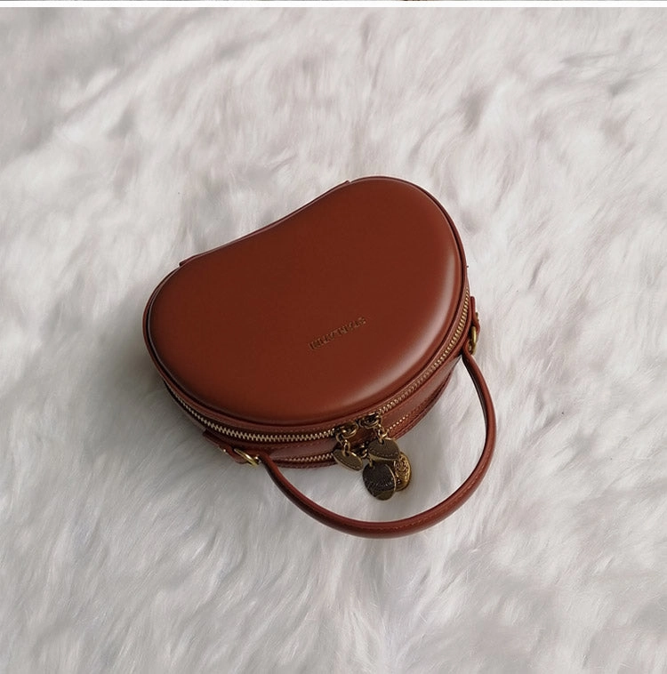 Womens White Leather Half Round Crossbody Purse Round Shoulder Bags for Women
