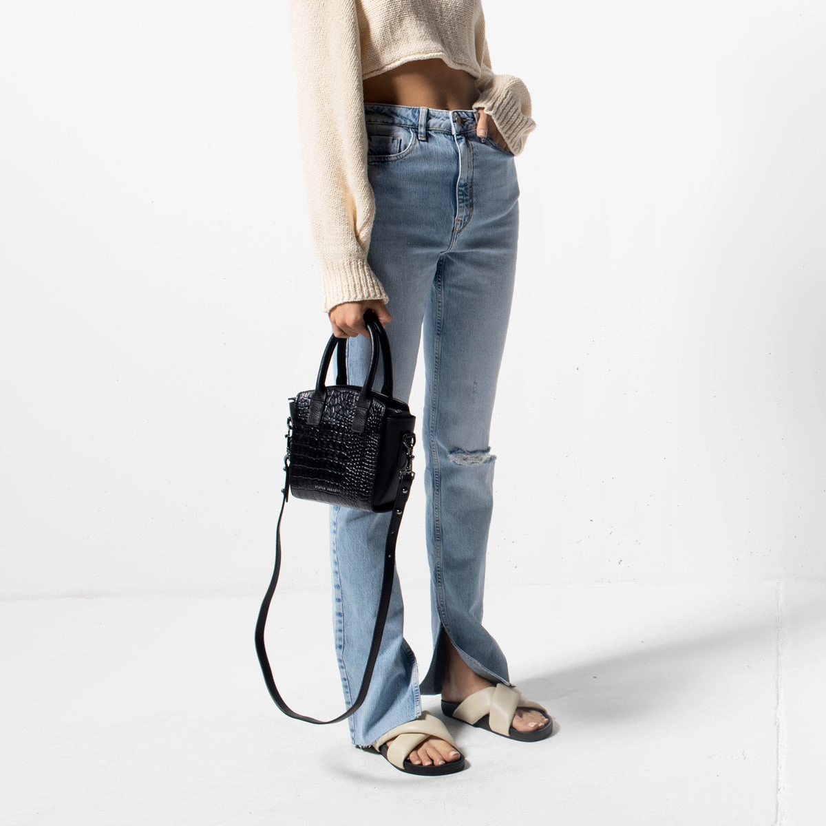 Worst Behind Us Bag - Black Croc Emboss