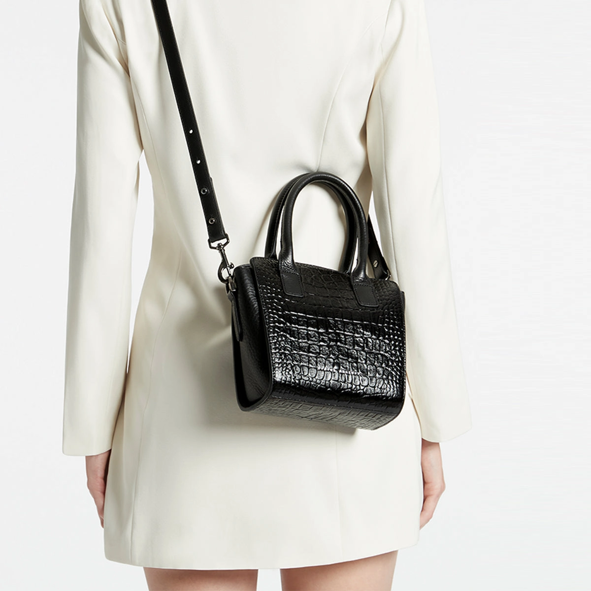 Worst Behind Us Bag - Black Croc Emboss