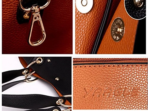 Yaagle Pu Leather Large Totes Shoulder Bag With Removable Inside Hand Bag For Women Girls