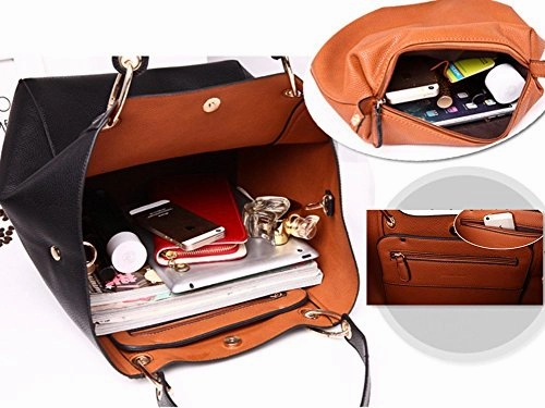 Yaagle Pu Leather Large Totes Shoulder Bag With Removable Inside Hand Bag For Women Girls