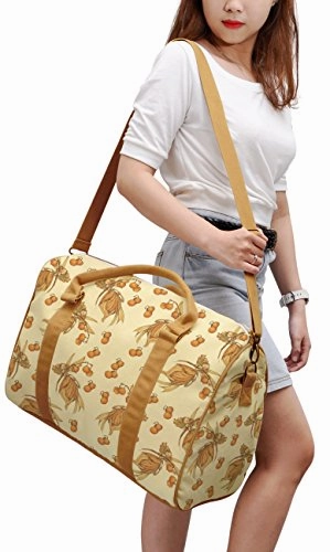 Yellow Fairies Printed Canvas Duffle Luggage Travel Bag Was_42