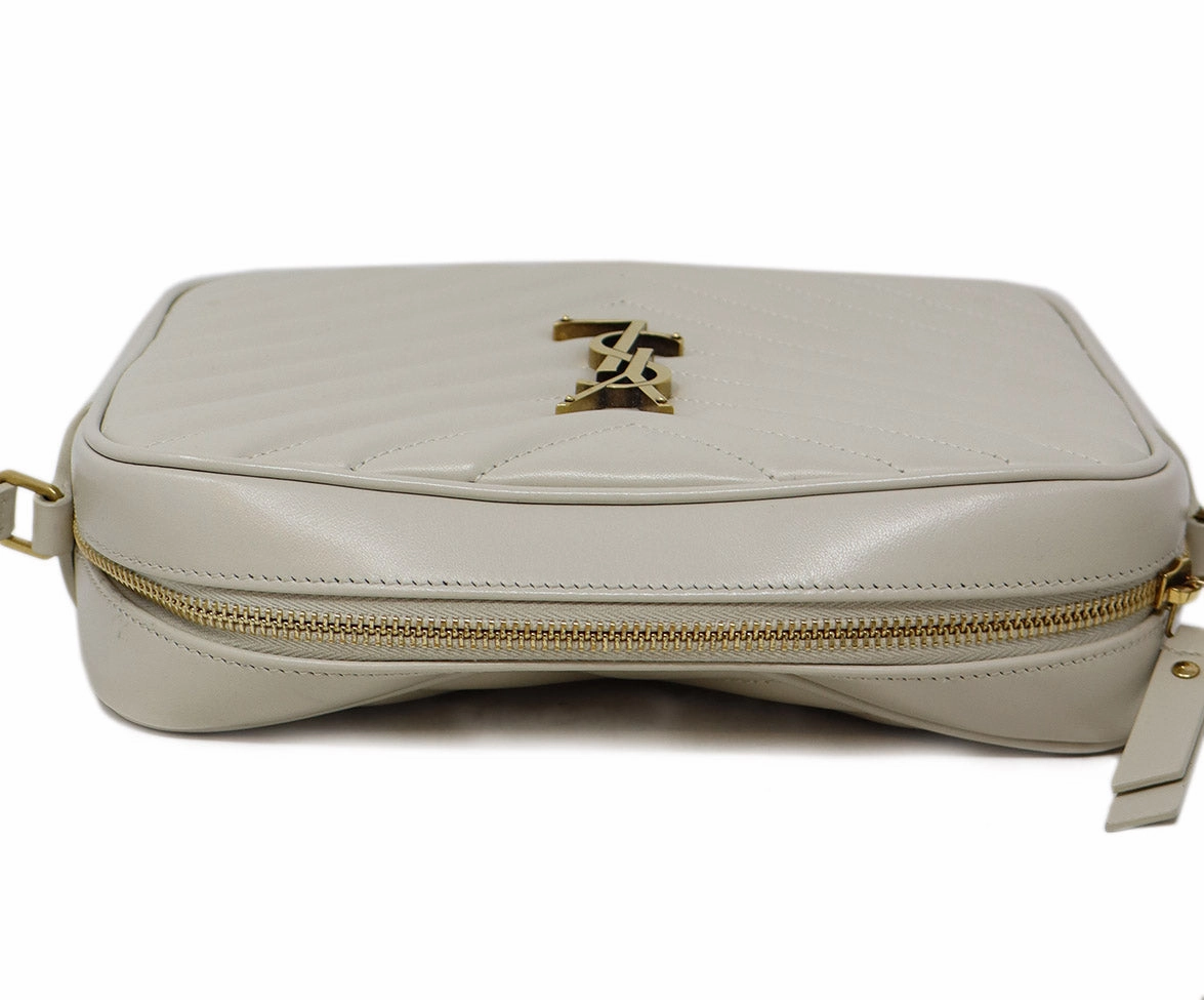 YSL Ivory Quilted Leather Crossbody
