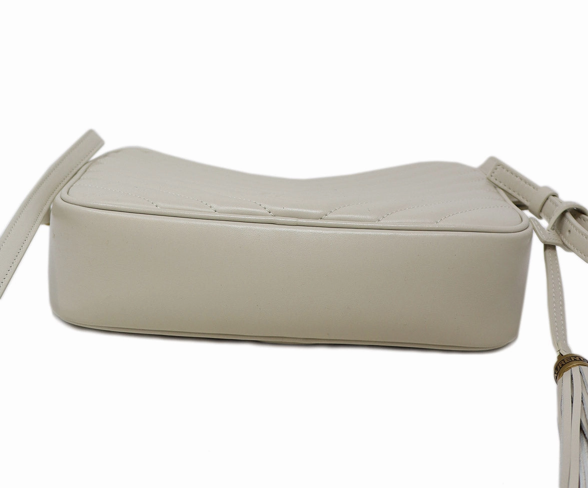 YSL Ivory Quilted Leather Crossbody