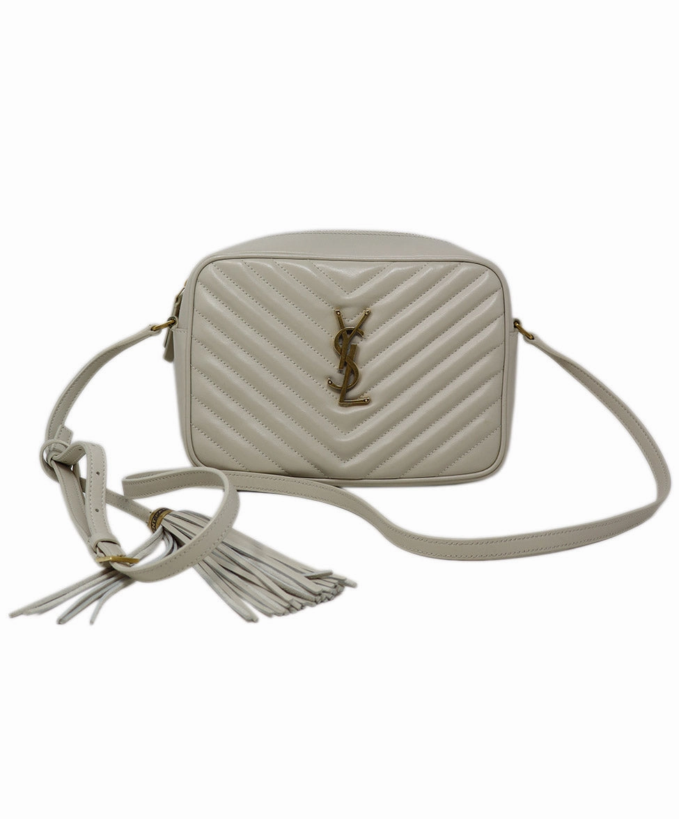 YSL Ivory Quilted Leather Crossbody