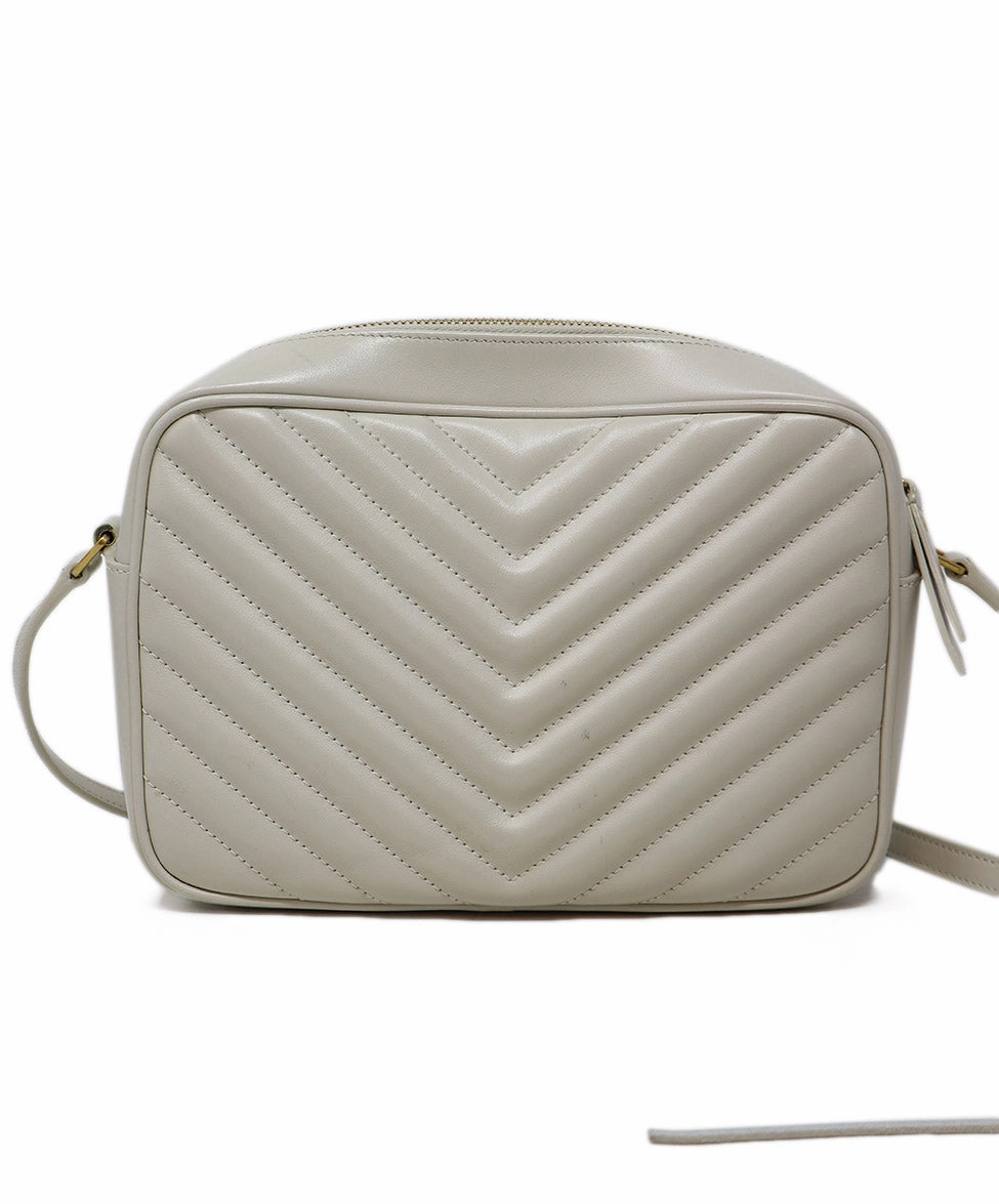 YSL Ivory Quilted Leather Crossbody