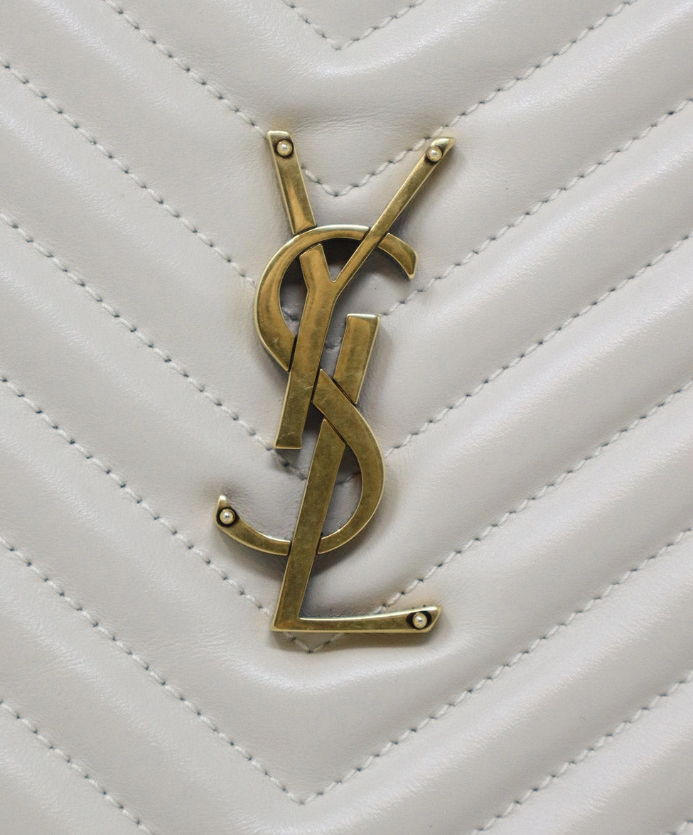 YSL Ivory Quilted Leather Crossbody