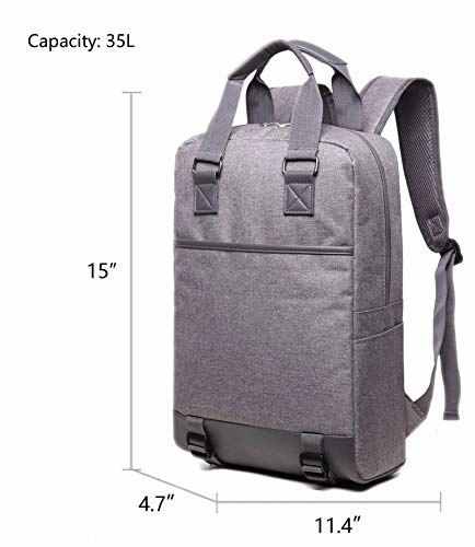 ZIXER Slim Water Resistant Lightweight School Student Laptop Backpack Messenger Bag Fits 15'' Laptop (Grey)