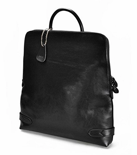 Zlyc Fashion Split Leather 15.6" Laptop Backpack Handbag Tote Messenger Bag Black