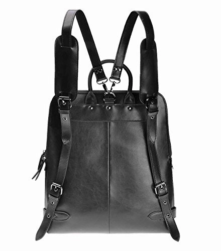 Zlyc Fashion Split Leather 15.6" Laptop Backpack Handbag Tote Messenger Bag Black