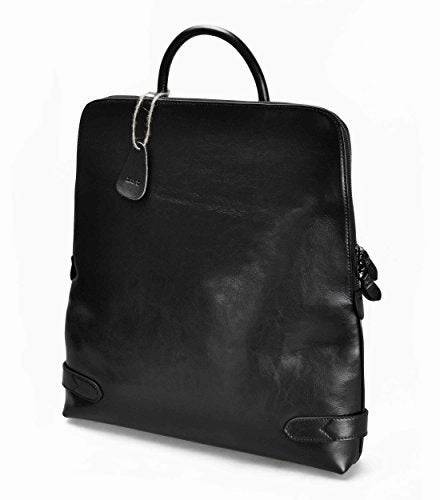 Zlyc Fashion Split Leather 15.6" Laptop Backpack Handbag Tote Messenger Bag Black